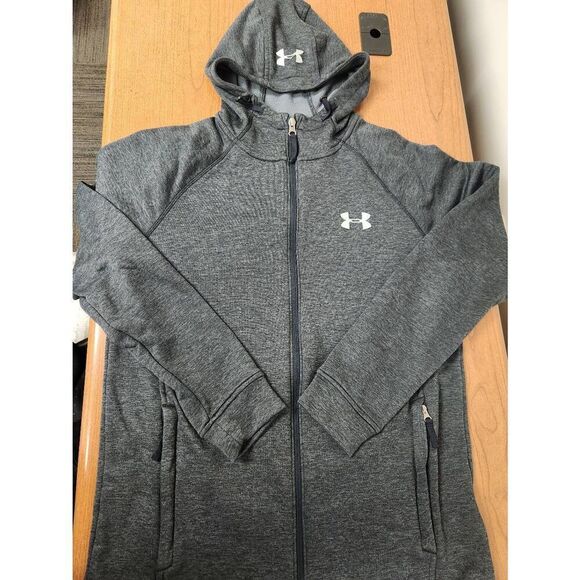 Under Armor Medium fitted grey and black full zip hoodie jacket - Picture 1 of 8